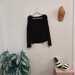 Urban Outfitters Out From Under JoJo waffle knit long sleeve button up
